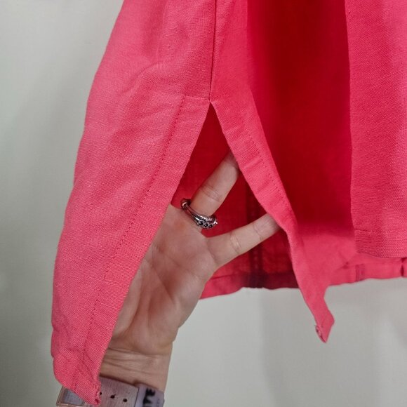VTG Maggie Barnes Pink Linen Button-Up Shirt Sz 1X Embellished Oversized Scandi - Picture 5 of 9